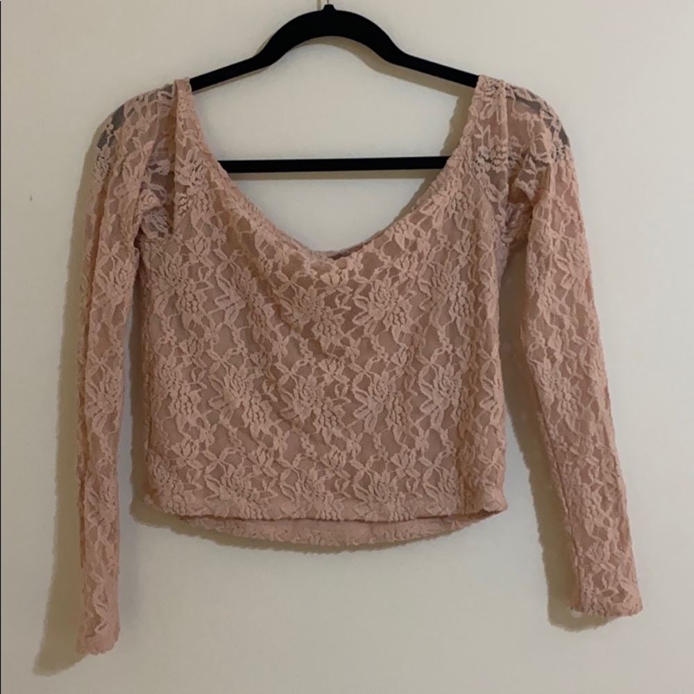 Urban Outfitters Pink Lace Crop Top - Picture 2 of 2